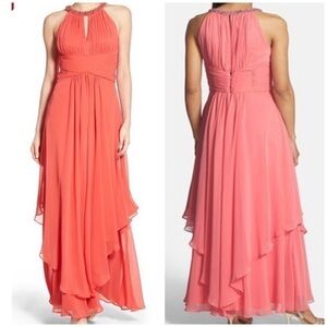 Eliza J dress Embellished TieredChiffon HalterGown
